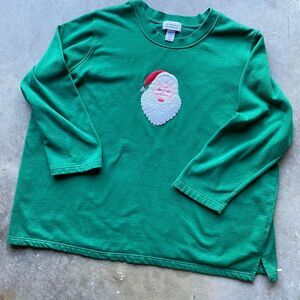 Vintage Embroidered Santa Oversized Crewneck - XXL